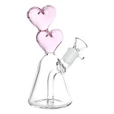Glass Water Pipe Hearts Converge 6.75"